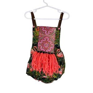 Liboosha Bohemian Romper 2M Pink Flamingo Eclectic Tassel Hippie Hand Woven Bead